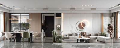 现代客餐厅 沙发茶几 餐桌椅 酒柜